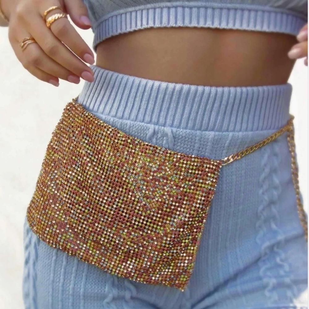 Ettika SHIMMER NIGHT OUT FANNY PACK WITH GOLD CHAIN STRAP